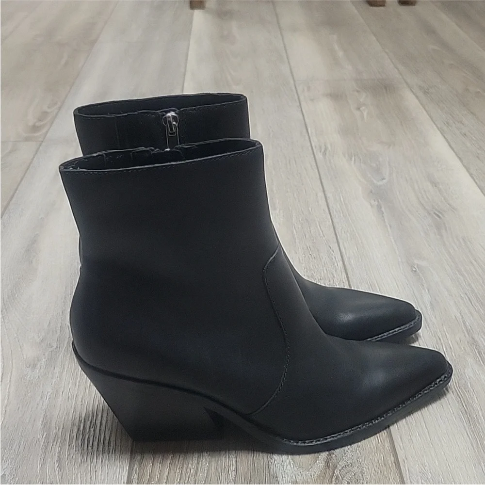 Dolce Vita Size 8 Volli Black Leather Heeled Boots - Picture 3 of 10